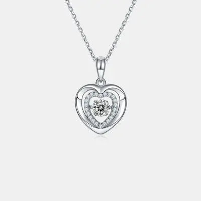 Moissanite 925 Sterling Silver Heart Necklace - GlossiChic Collection Silver / One Size GlossiChic Collection jewelry