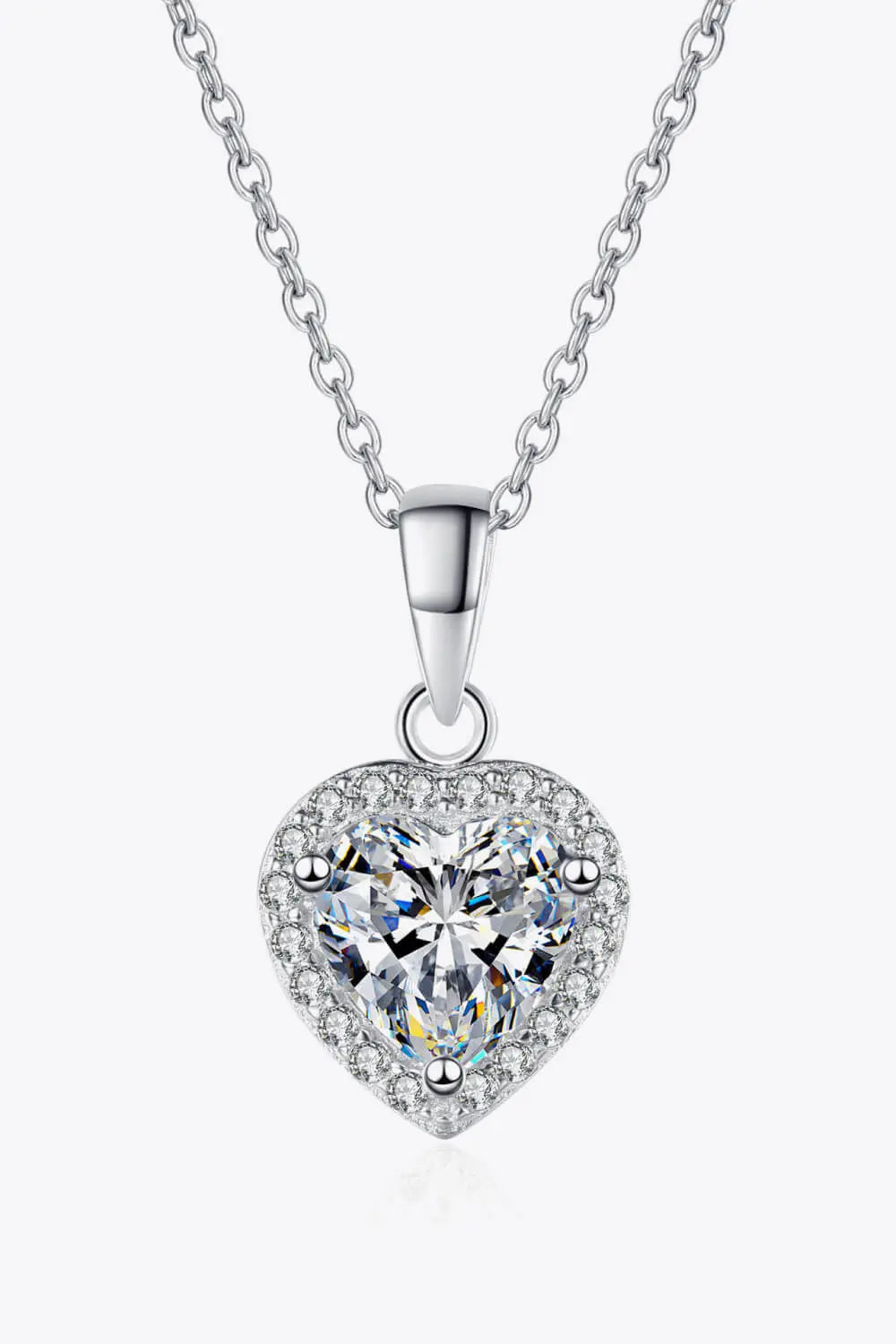 1 Carat Moissanite Heart Pendant Chain Necklace - GlossiChic Collection Silver / One Size GlossiChic Collection jewelry