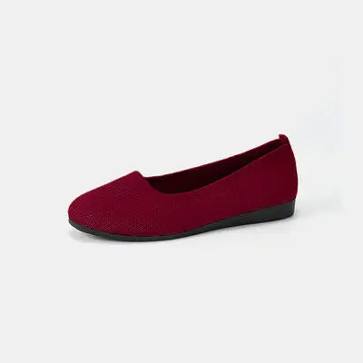 Round Toe Knit Ballet Flats - GlossiChic Collection Wine / 36 GlossiChic Collection Shoes & Accessories