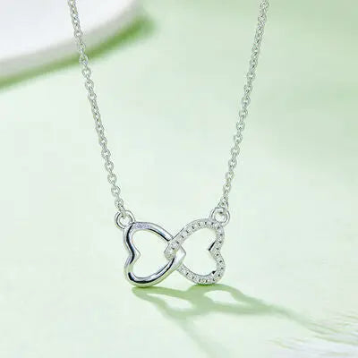 Moissanite 925 Sterling Sliver Heart Bow Necklace - GlossiChic Collection Silver / One Size GlossiChic Collection jewelry