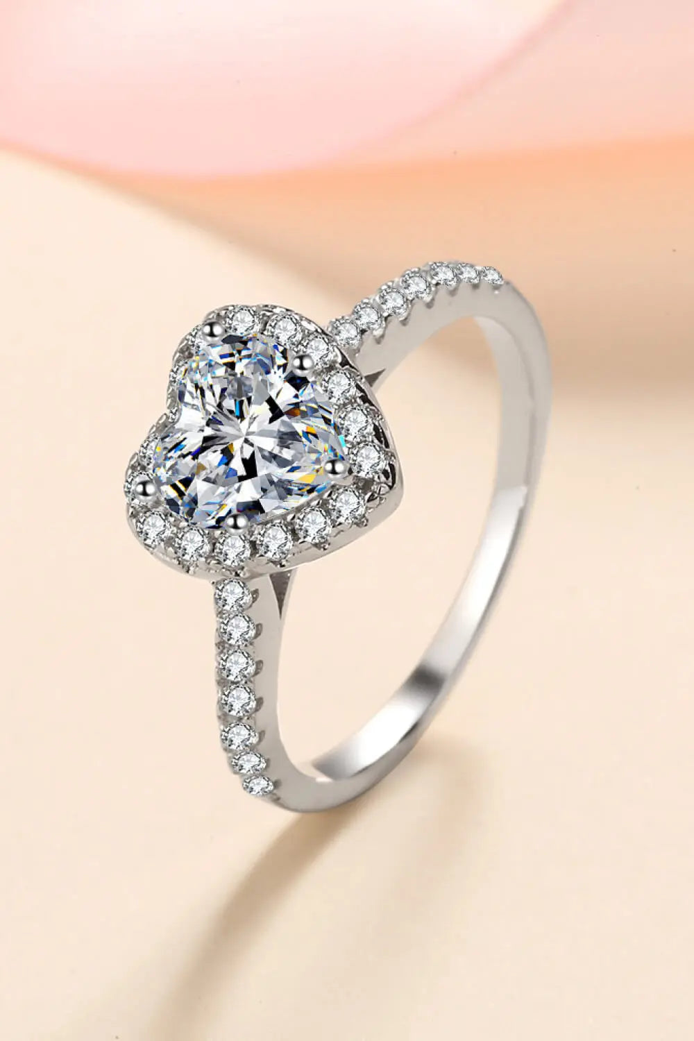 1 Carat Moissanite Heart-Shaped Ring - GlossiChic Collection Silver / 4 GlossiChic Collection jewelry