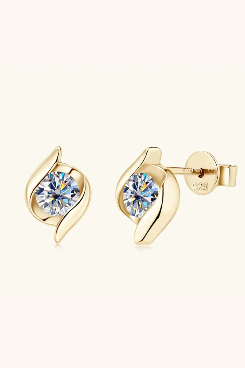1 Carat Moissanite 925 Sterling Silver Stud Earrings - GlossiChic Collection Gold / One Size GlossiChic Collection jewelry