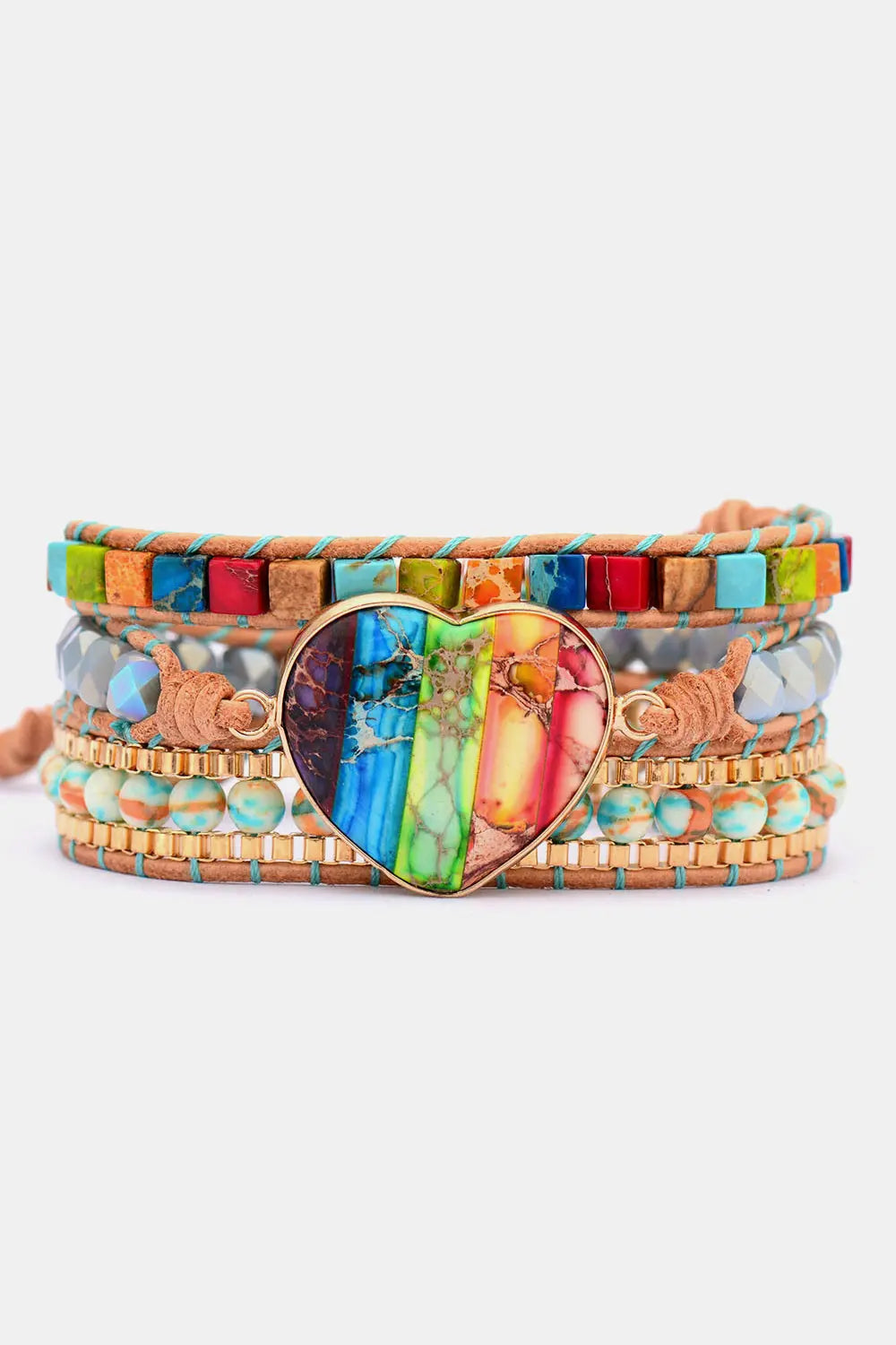 Imperial Jasper & Crystal Layered Bracelet - GlossiChic Collection Multicolor / One Size GlossiChic Collection Bracelets