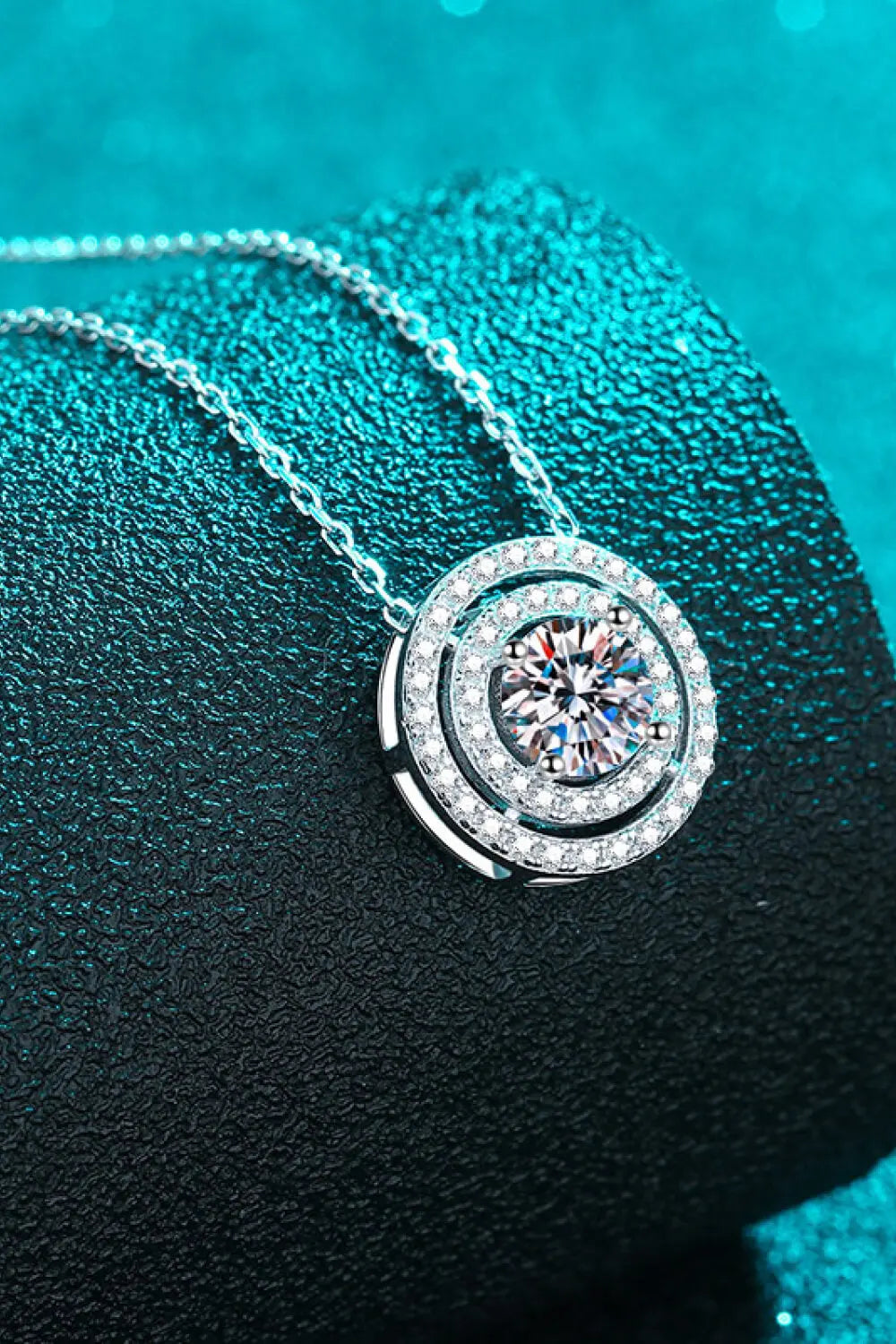 Moissanite Round Pendant Rhodium-Plated Necklace - GlossiChic Collection Silver / One Size GlossiChic Collection jewelry