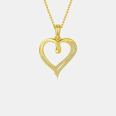 Moissanite 925 Sterling Silver Heart Shape Necklace - GlossiChic Collection Gold / One Size GlossiChic Collection jewelry