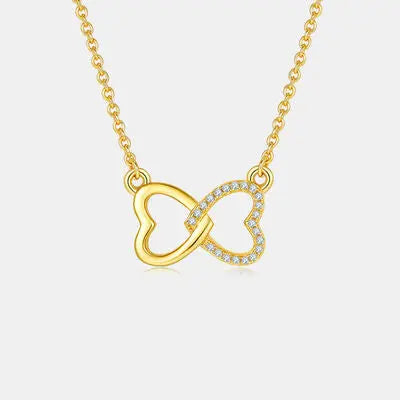 Moissanite 925 Sterling Sliver Heart Bow Necklace - GlossiChic Collection Gold / One Size GlossiChic Collection jewelry