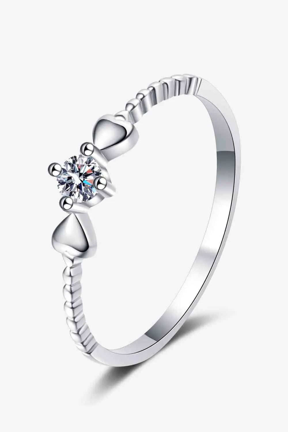Moissanite Heart 925 Sterling Silver Ring - GlossiChic Collection Silver / 4 GlossiChic Collection jewelry