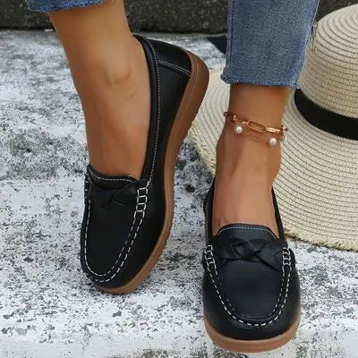 Weave Wedge Heeled Loafers - GlossiChic Collection Black / 35 GlossiChic Collection Shoes & Accessories