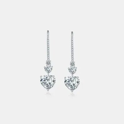 5.44 Carat 925 Sterling Silver Moissanite Heart Drop Earrings - GlossiChic Collectionjewelry