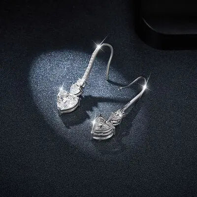 5.44 Carat 925 Sterling Silver Moissanite Heart Drop Earrings - GlossiChic Collectionjewelry