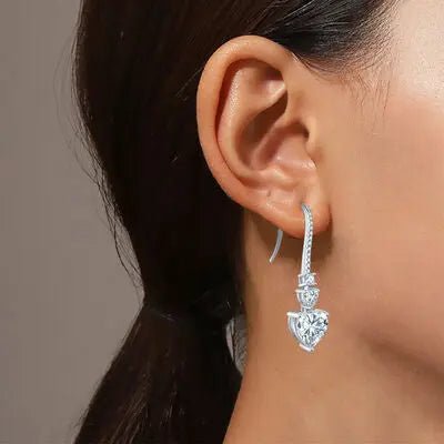 5.44 Carat 925 Sterling Silver Moissanite Heart Drop Earrings - GlossiChic Collectionjewelry