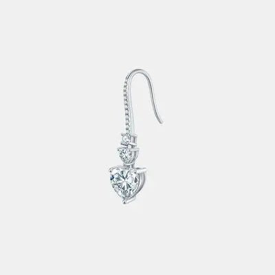 5.44 Carat 925 Sterling Silver Moissanite Heart Drop Earrings - GlossiChic Collectionjewelry