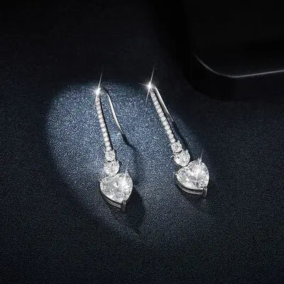 5.44 Carat 925 Sterling Silver Moissanite Heart Drop Earrings - GlossiChic Collectionjewelry