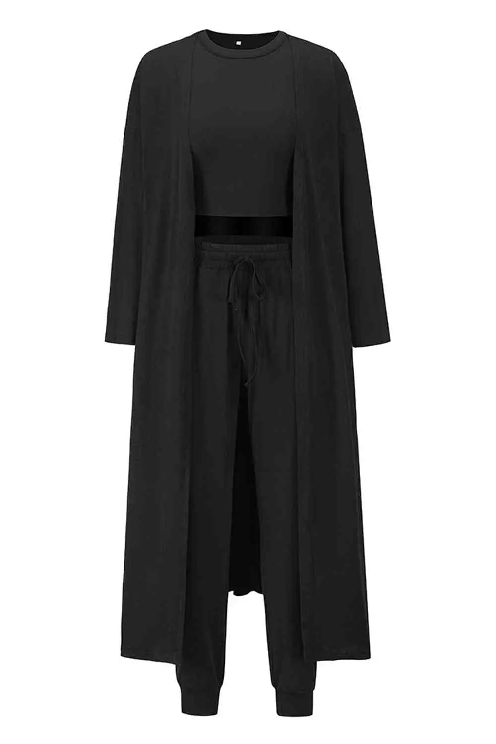 Tank, Pants, Cardigan Set - GlossiChic Collection Taupe / S GlossiChic Collection Outfit Sets