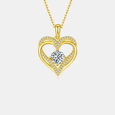 1.2 Carat Moissanite 925 Sterling Sliver Heart Necklace - GlossiChic Collection Gold / One Size GlossiChic Collection jewelry