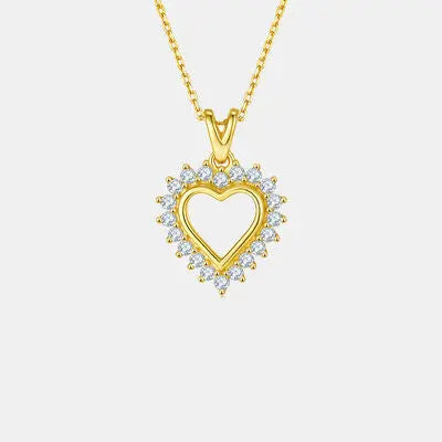 Moissanite 925 Sterling Silver Heart Pendant Necklace - GlossiChic Collection Gold / One Size GlossiChic Collection jewelry
