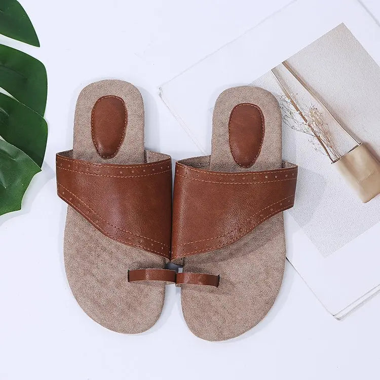 Retro Flat Bottom Casual Sandals - GlossiChic Collection Dark Brown / 35 GlossiChic Collection Shoes & Accessories