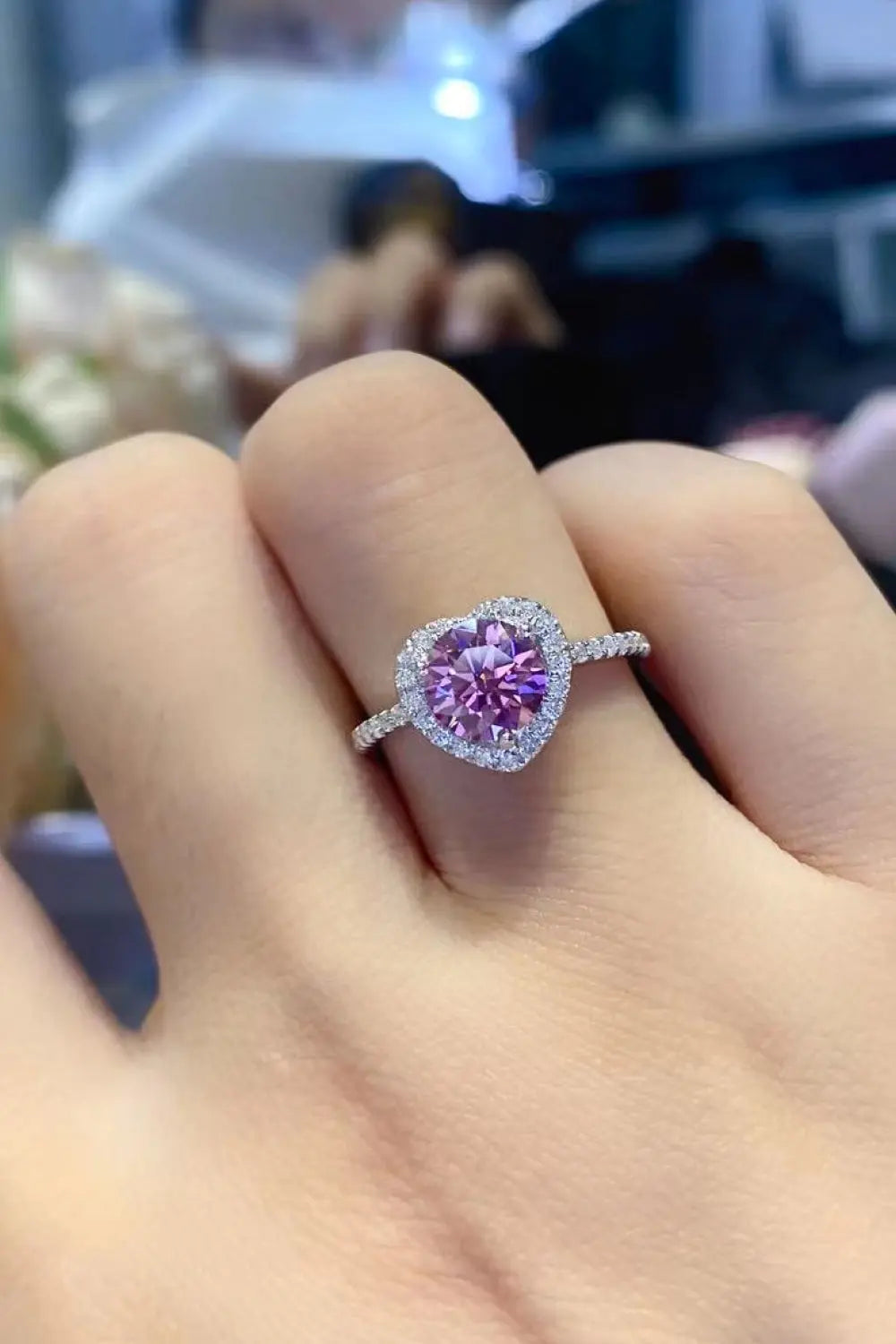 1 Carat Moissanite Heart Ring - GlossiChic Collection Pink Heart / 4.5 GlossiChic Collection jewelry