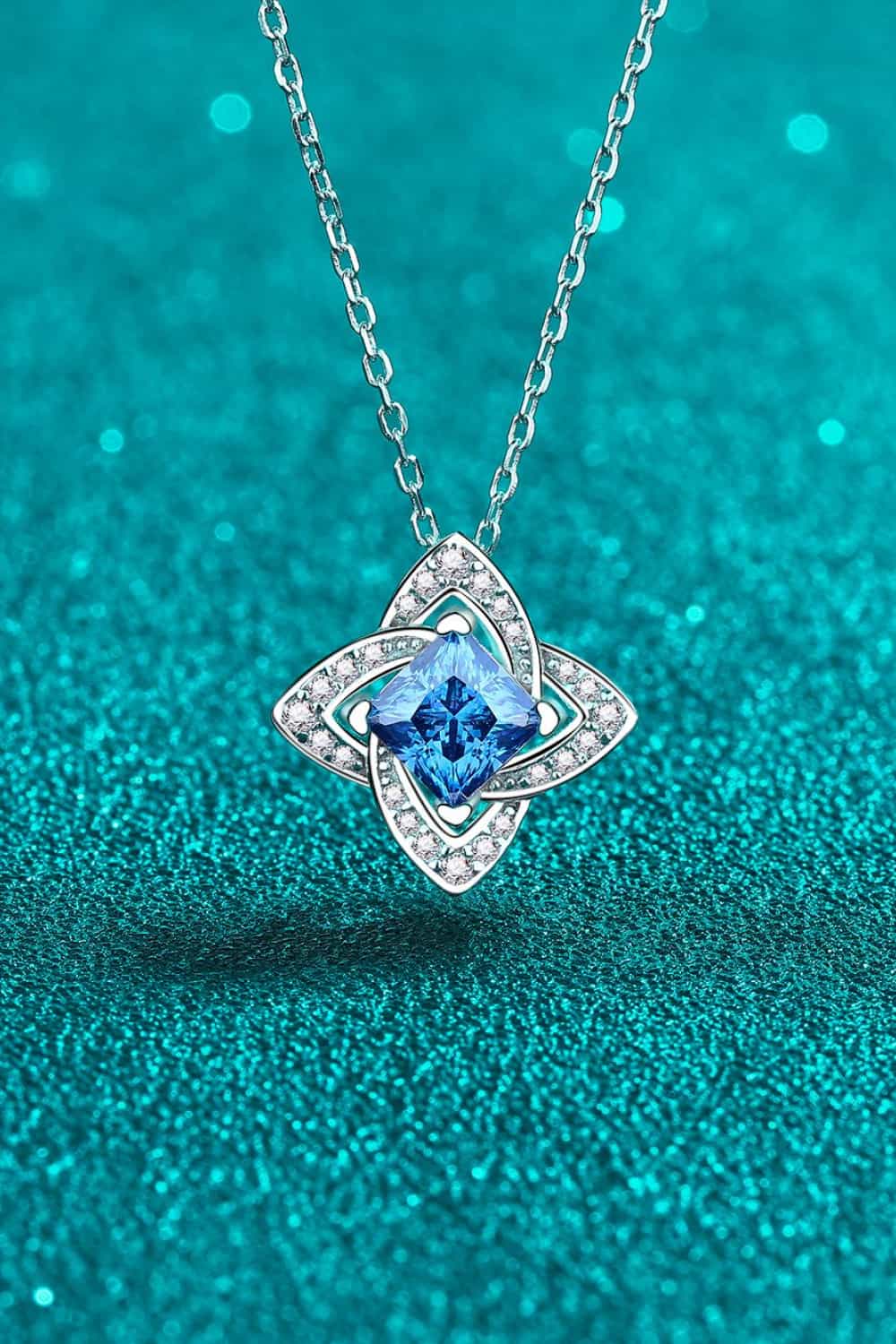 1 Carat Moissanite Floral Pendant Necklace - GlossiChic Collection Sky Blue / One Size GlossiChic Collection jewelry