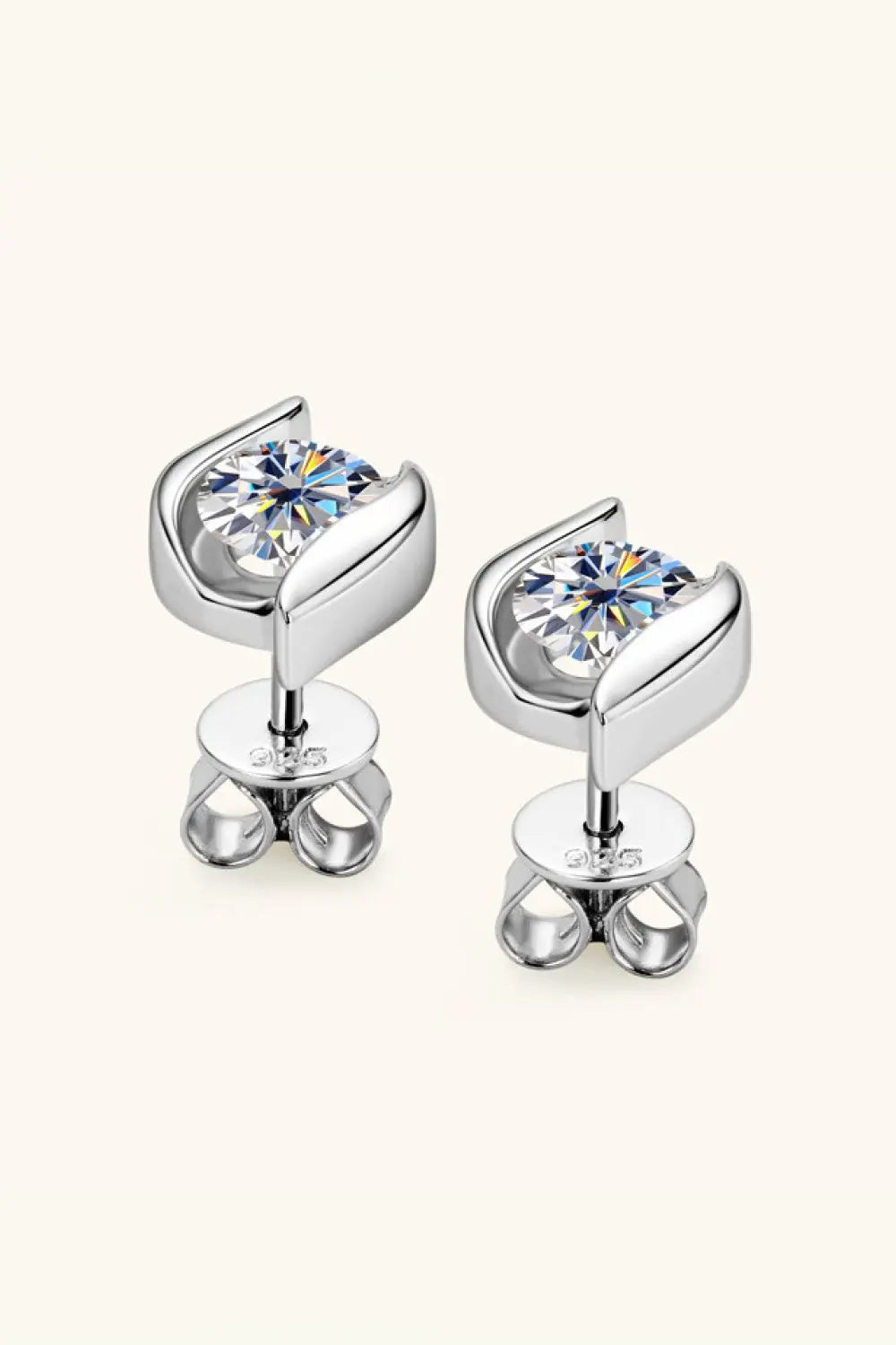 1 Carat Moissanite 925 Sterling Silver Stud Earrings - GlossiChic Collection Silver / One Size GlossiChic Collection jewelry
