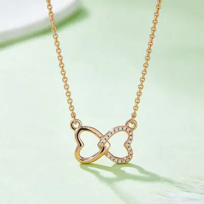 Moissanite 925 Sterling Sliver Heart Bow Necklace - GlossiChic Collection Rose Gold / One Size GlossiChic Collection jewelry