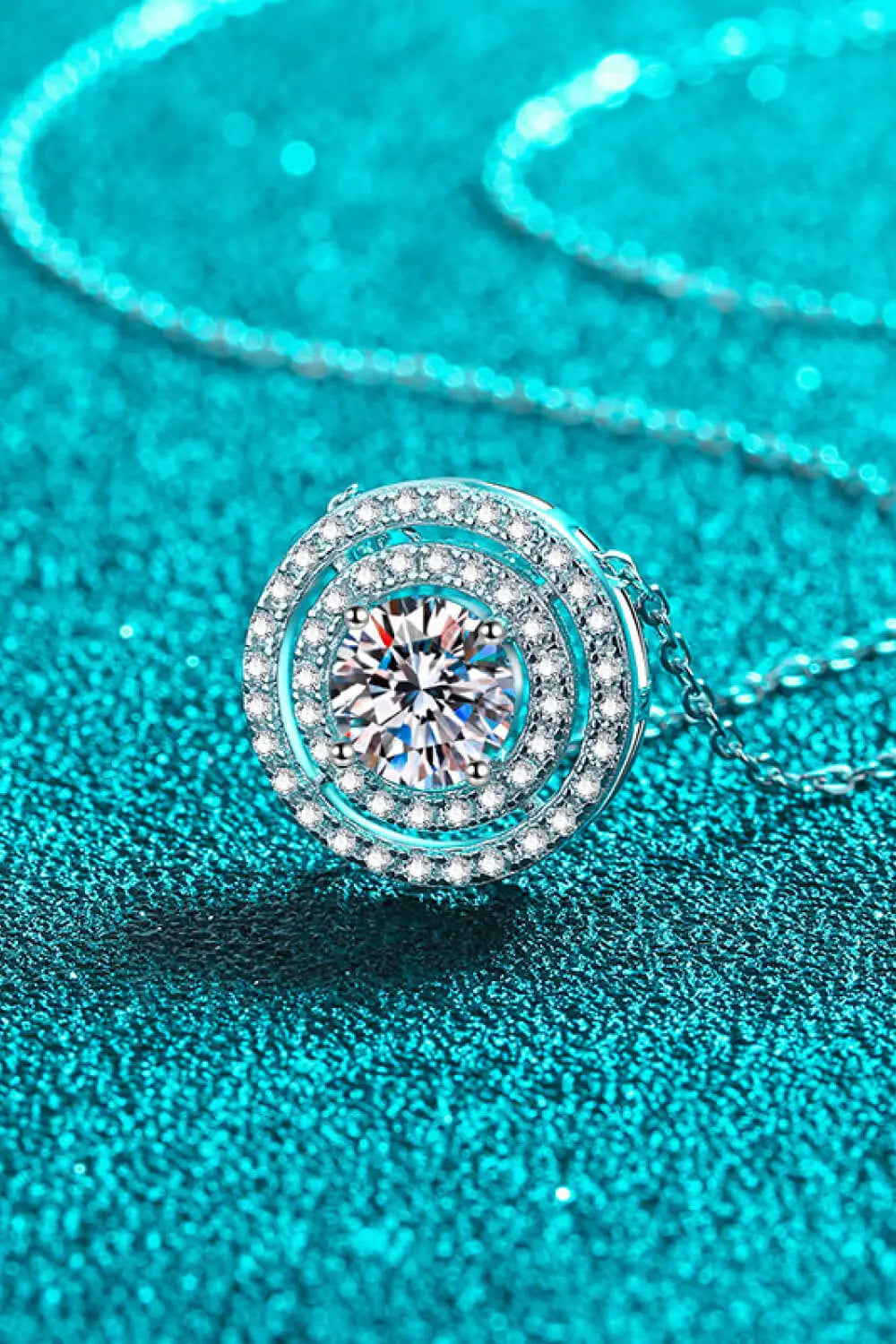 Moissanite Round Pendant Rhodium-Plated Necklace - GlossiChic Collection Silver / One Size GlossiChic Collection jewelry