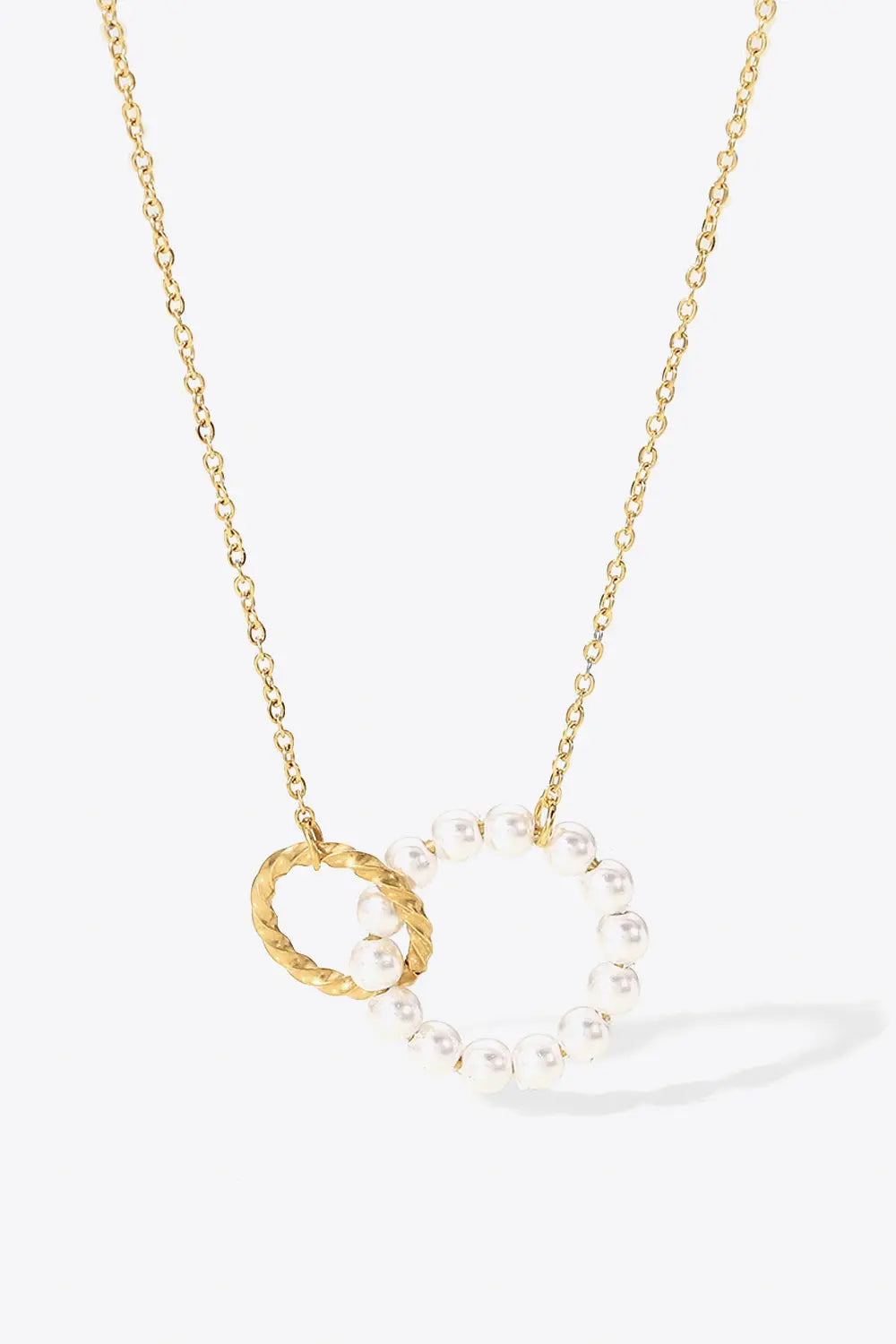 Pearl Hoop Link Pendant Necklace - GlossiChic Collection White/Gold / One Size GlossiChic Collection jewelry