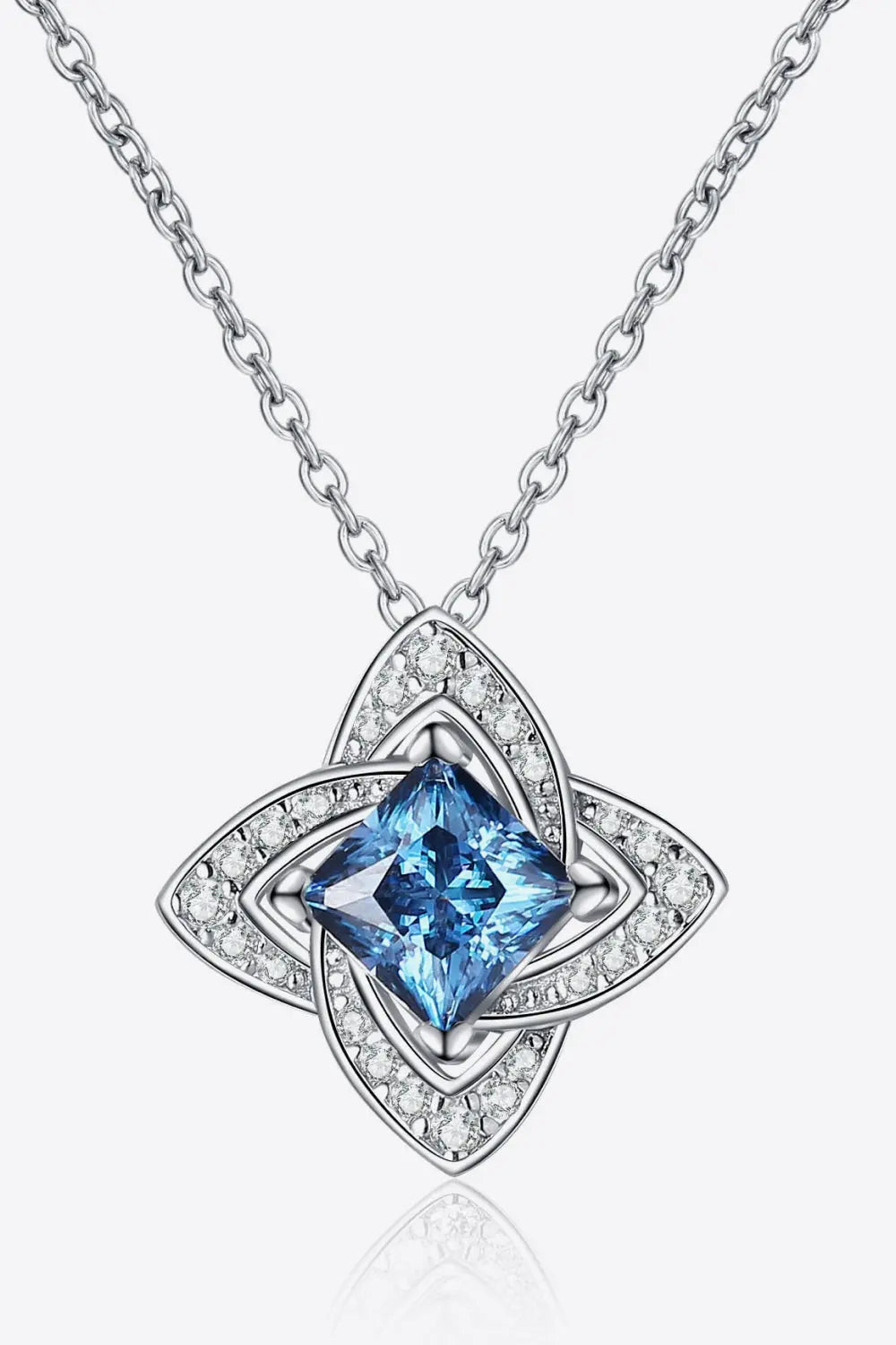 1 Carat Moissanite Floral Pendant Necklace - GlossiChic Collection Sky Blue / One Size GlossiChic Collection jewelry