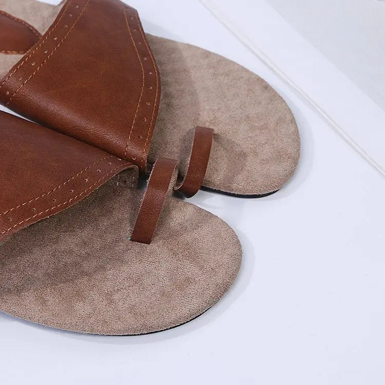Retro Flat Bottom Casual Sandals - GlossiChic Collection Dark Brown / 35 GlossiChic Collection Shoes & Accessories