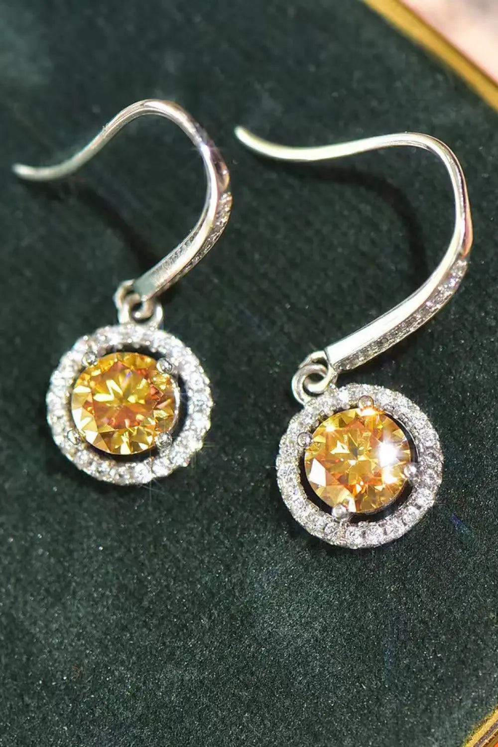 Platinum-Plated 2 Carat Moissanite Drop Earrings - GlossiChic Collection Yellow/White / One Size GlossiChic Collection jewelry
