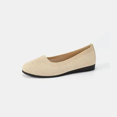 Round Toe Knit Ballet Flats - GlossiChic Collection Ivory / 36 GlossiChic Collection Shoes & Accessories