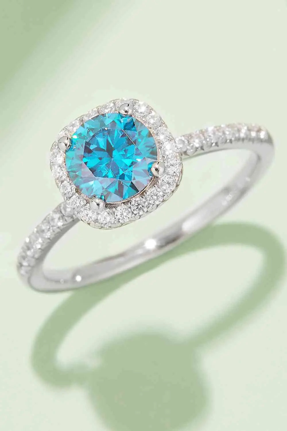 1 Carat Moissanite 925 Sterling Silver Halo Ring - GlossiChic Collection Sky Blue / 4.5 GlossiChic Collection jewelry