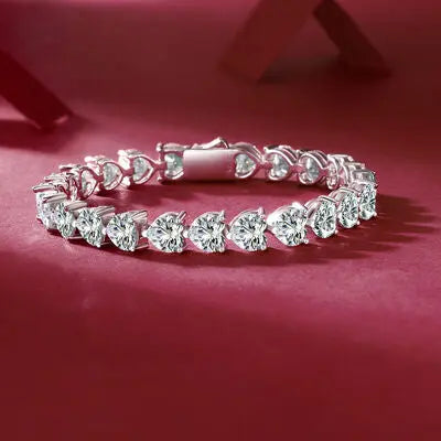 24 Carat Moissanite 925 Sterling Silver Heart Bracelet - GlossiChic Collection Silver / One Size GlossiChic Collection jewelry