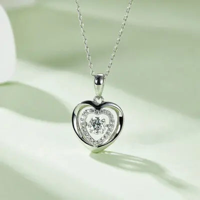 Moissanite 925 Sterling Silver Heart Necklace - GlossiChic Collection Silver / One Size GlossiChic Collection jewelry