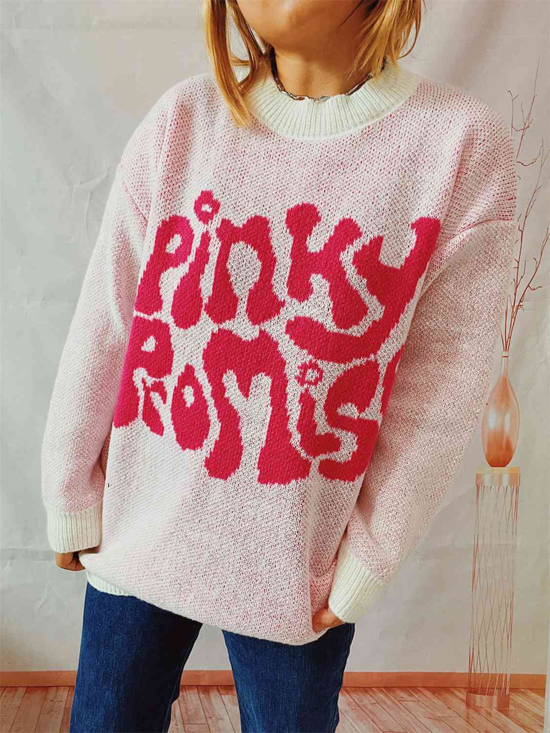 PINKY PROMISE Graphic Sweater - GlossiChic Collection Deep Rose / S GlossiChic Collection apparel