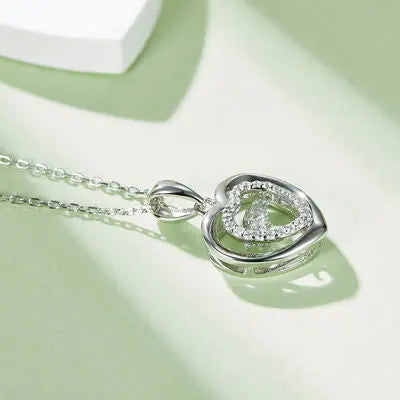 Moissanite 925 Sterling Silver Heart Necklace - GlossiChic Collection Silver / One Size GlossiChic Collection jewelry