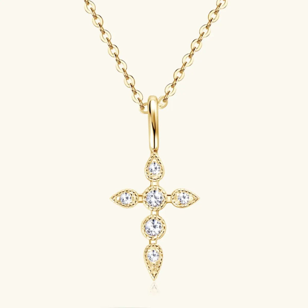 925 Sterling Silver Moissanite Cross Pendant Necklace - GlossiChic Collectionjewelry