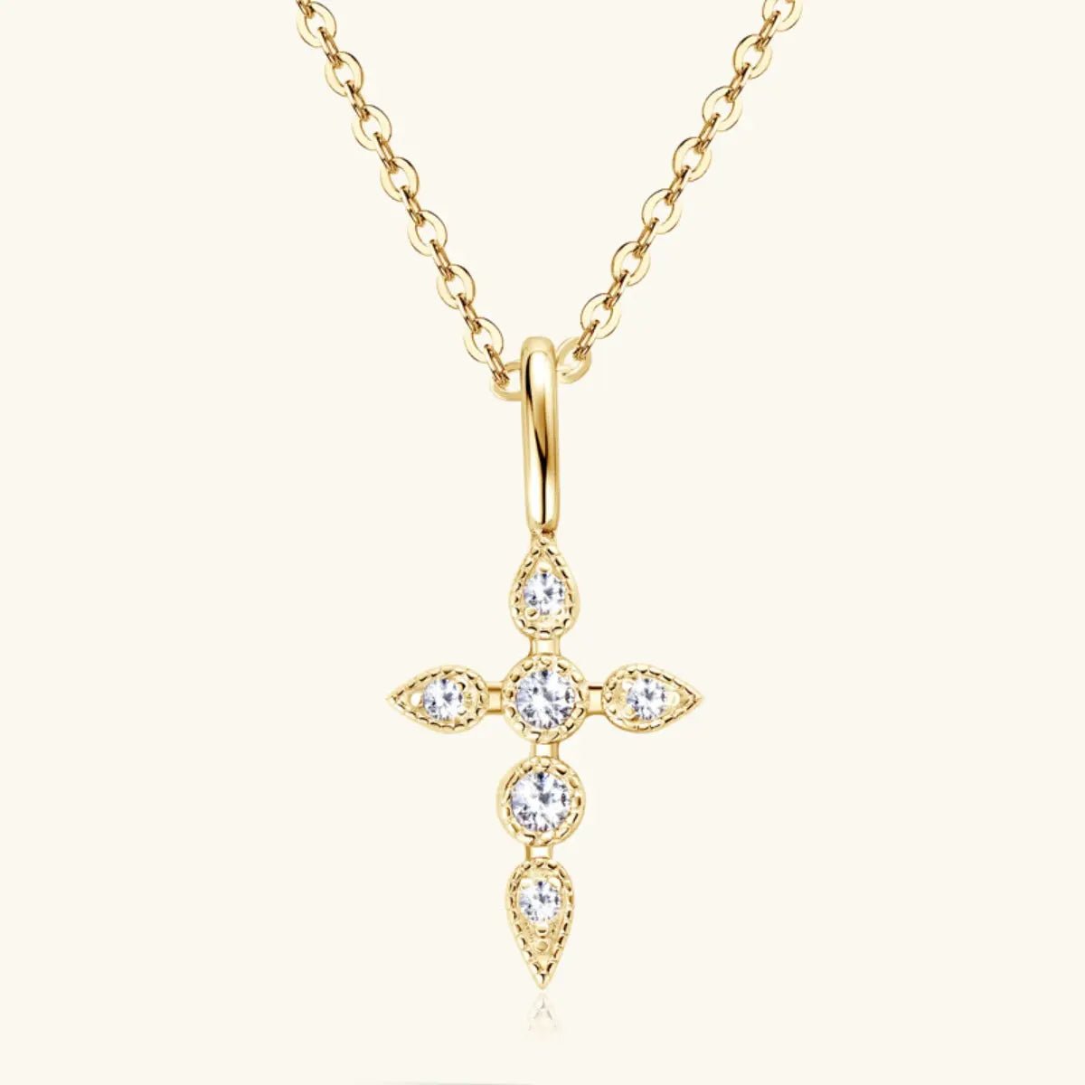 925 Sterling Silver Moissanite Cross Pendant Necklace - GlossiChic Collectionjewelry