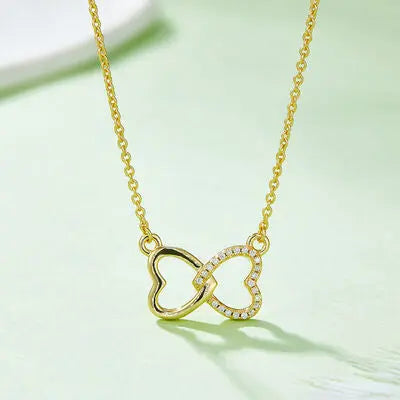 Moissanite 925 Sterling Sliver Heart Bow Necklace - GlossiChic Collection Gold / One Size GlossiChic Collection jewelry