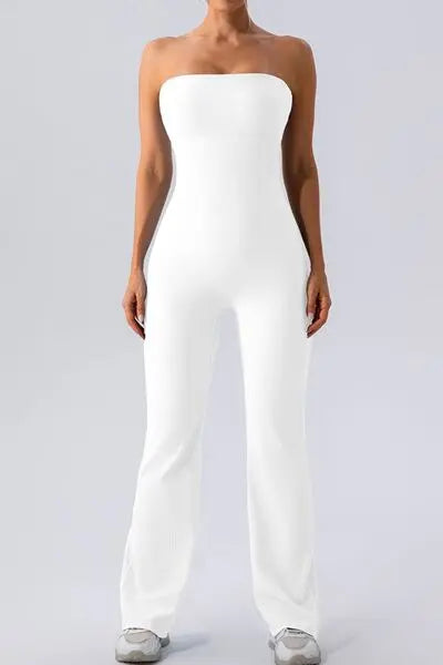 Sleeveless Straight Active Jumpsuit - GlossiChic Collection White / S GlossiChic Collection Jumpers & Rompers