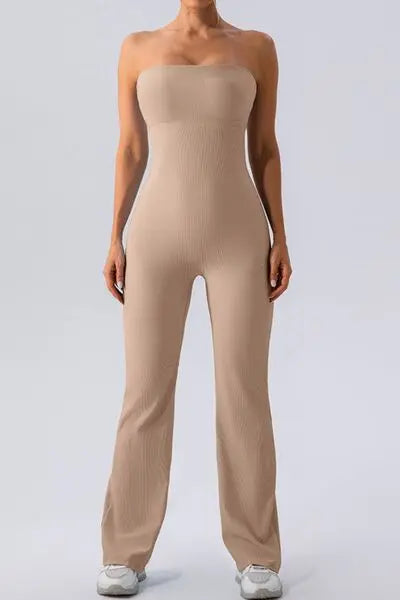 Sleeveless Straight Active Jumpsuit - GlossiChic Collection Camel / S GlossiChic Collection Jumpers & Rompers