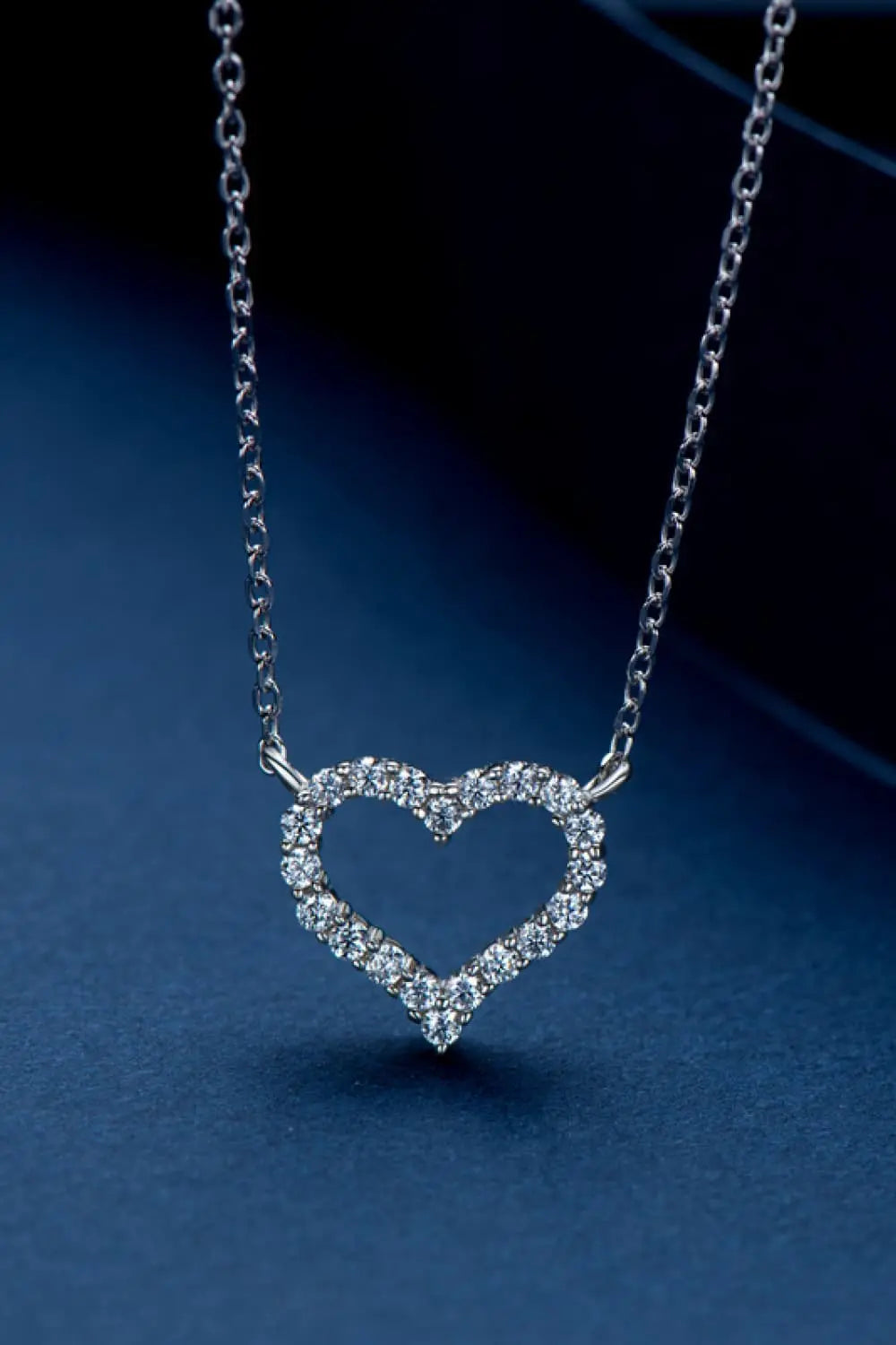 Moissanite Platinum-Plated Heart Necklace - GlossiChic Collection Silver / One Size GlossiChic Collection jewelry