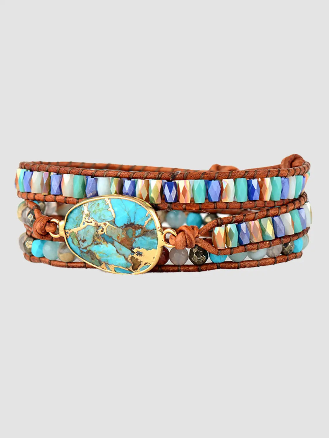 Triple-Layer Natural Stone Bracelet - GlossiChic Collection Aqua / One Size GlossiChic Collection jewelry