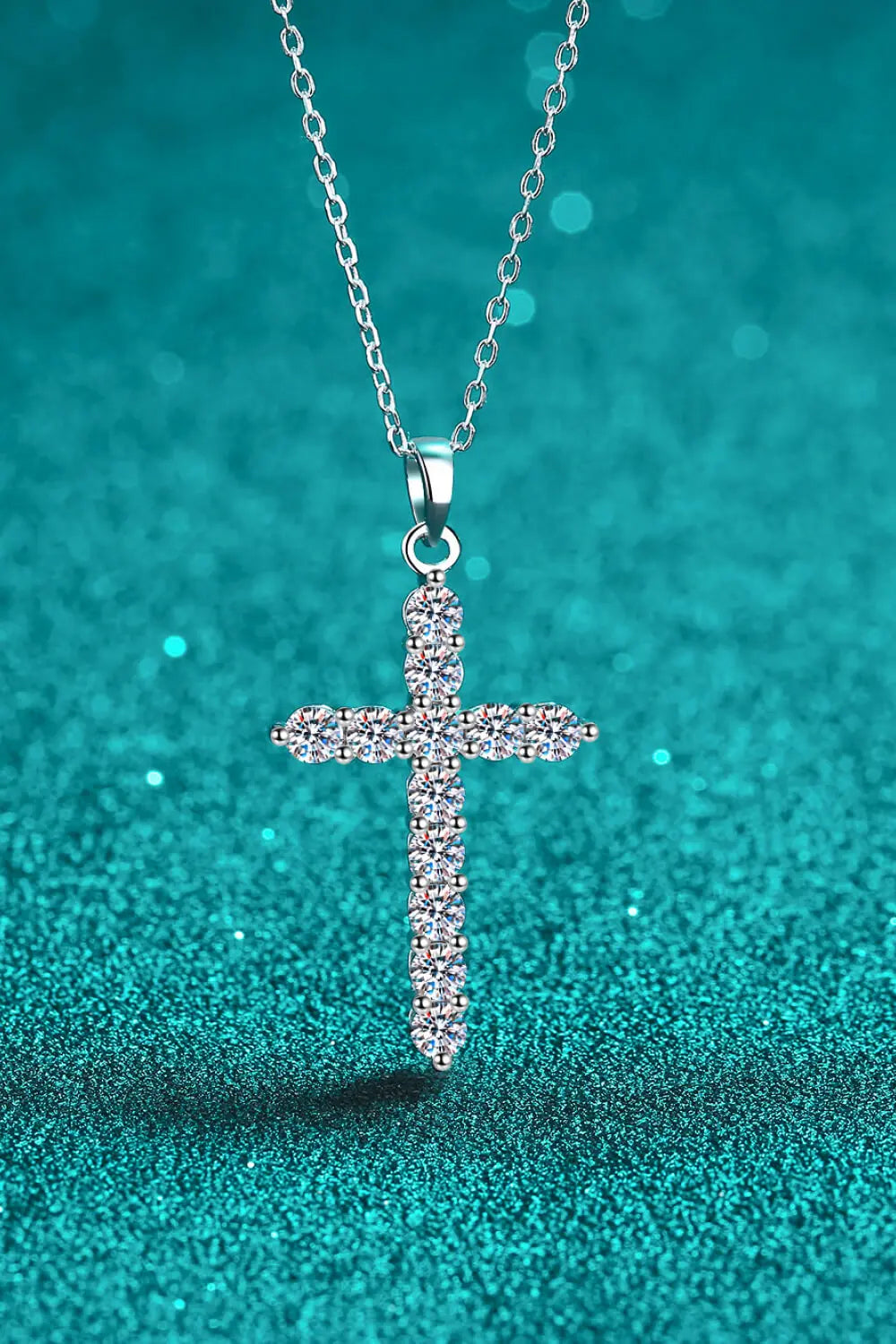 925 Sterling Silver Cross Moissanite Necklace - GlossiChic Collection Silver / One Size GlossiChic Collection jewelry