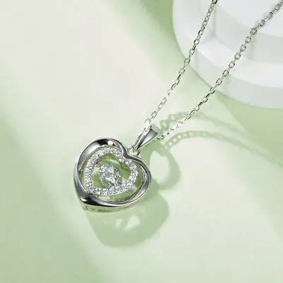 Moissanite 925 Sterling Silver Heart Necklace - GlossiChic Collection Silver / One Size GlossiChic Collection jewelry