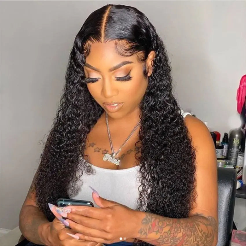 Brazilian13X6 cuticle aligned raw virgin human hair kinky curly pre plucked with baby hair wig - GlossiChic Collection 10 Inches / natural color GlossiChic Collection