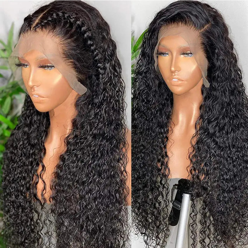 Brazilian human hair deep curly 13x4 lace front wig natural color pre-plucked hairline - GlossiChic Collection 10 Inches / natural color GlossiChic Collection
