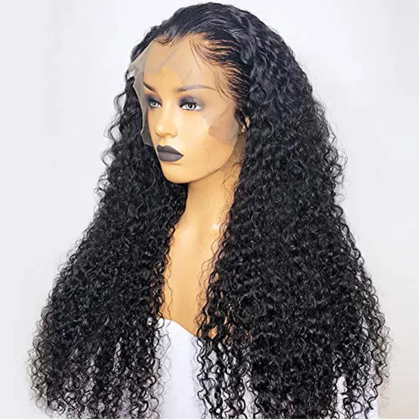 Brazilian human hair deep curly 13x4 lace front wig natural color pre-plucked hairline - GlossiChic Collection 10 Inches / natural color GlossiChic Collection