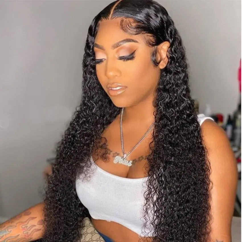 Brazilian13X6 cuticle aligned raw virgin human hair kinky curly pre plucked with baby hair wig - GlossiChic Collection 10 Inches / natural color GlossiChic Collection