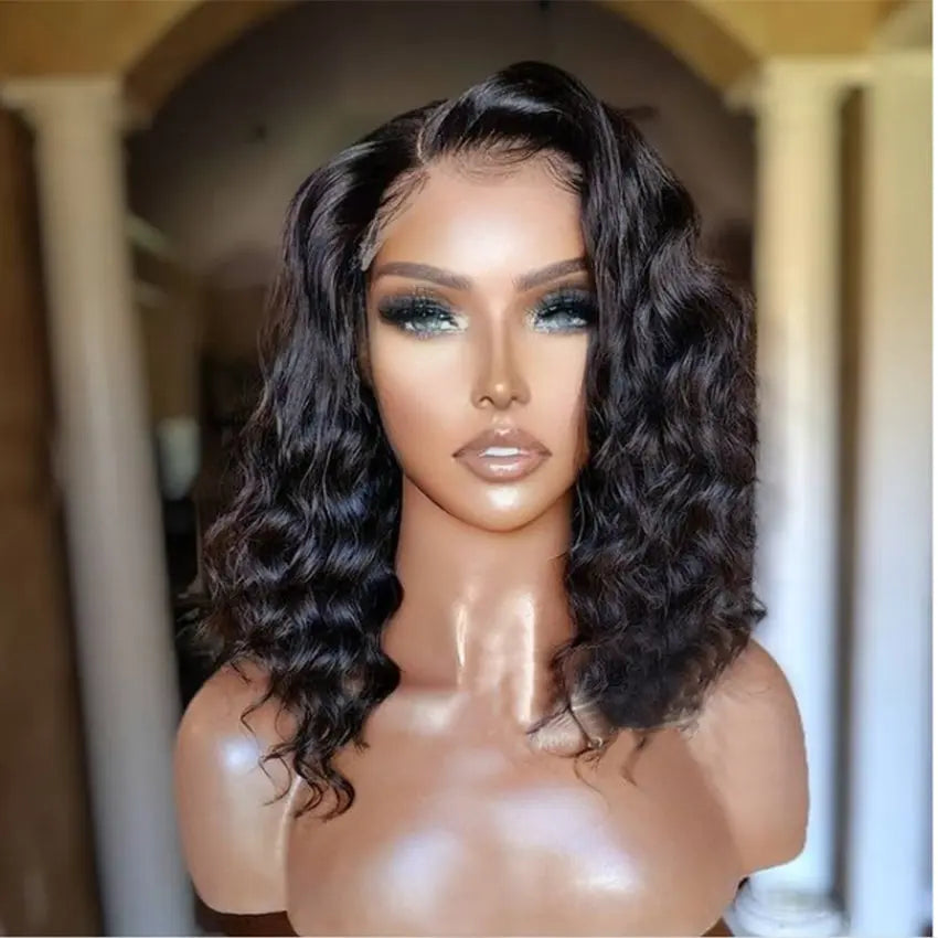 Virgin raw short bob 13x4 lace front wet and wavy human hair wig with baby hair - GlossiChic Collection 8 Inches / 13*4 lace front wig GlossiChic Collection